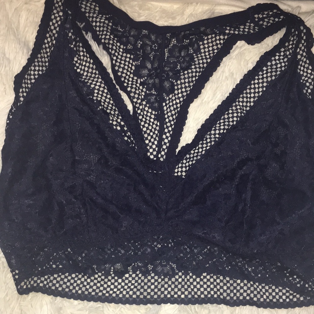 Adore By Adore Me Navy Blue Lace Racerback Sports Bra New!